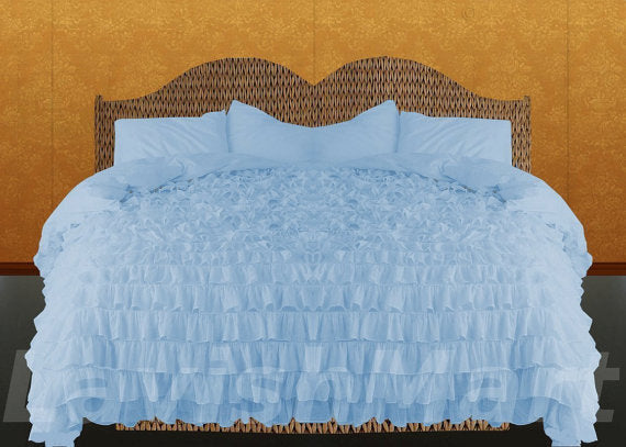 Blue Ruffle Bed Set