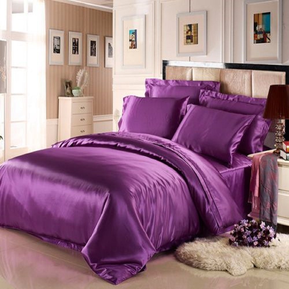 6 Inch Pocket Sheet Set Mulberry Sateen Silk Purple at-www.egyptianhomelinens.com