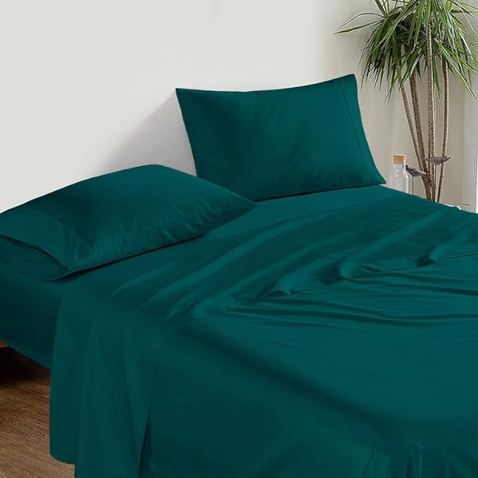 Round Bed Sheet Set Teal 4 Pieces Egyptian Cotton 1000TC