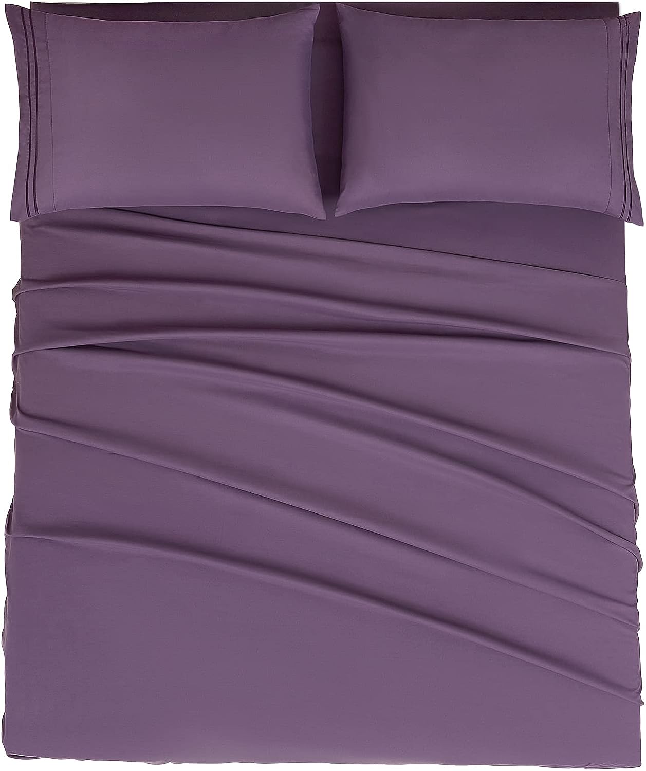 8 Inch Pocket 4Pc Sheet Set Plum 100% Egyptian Cotton 1000 Thread Count