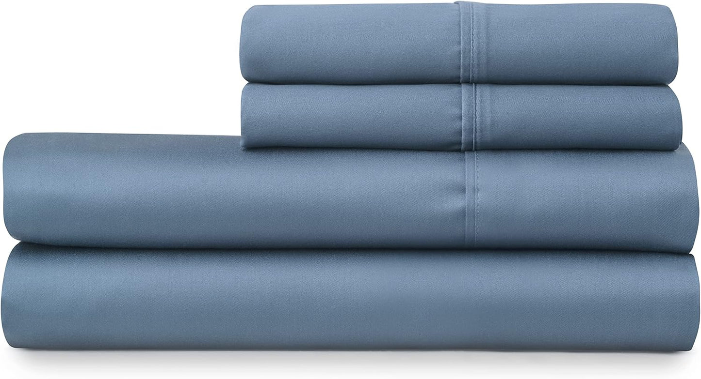 22 Inch Deep Fitted Sheet Med Blue 1000TC