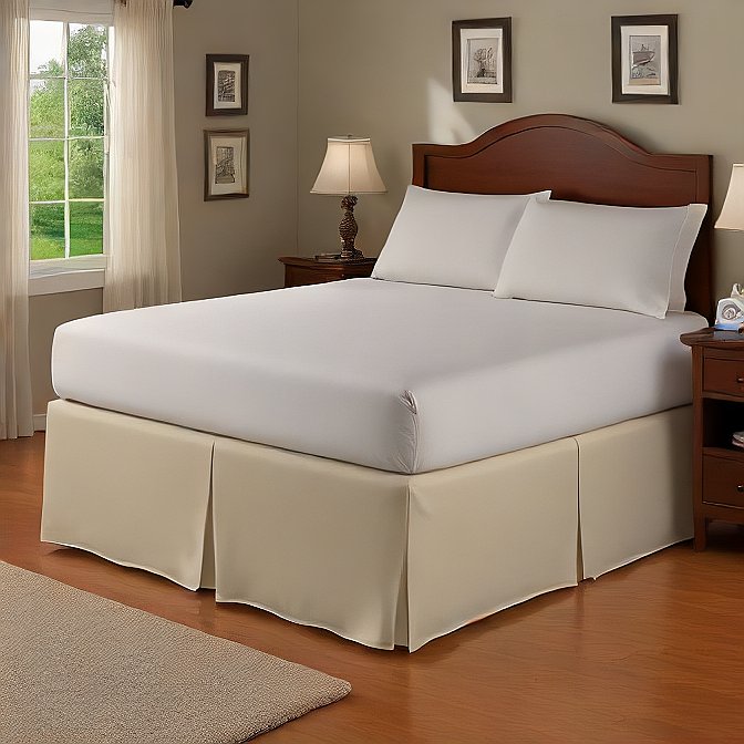 14 Inches Bed Skirt Ivory Solid Egyptian Cotton 1000TC at-egyptianhomelinens.com