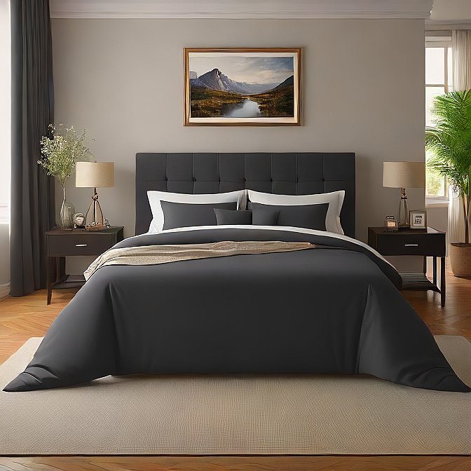 Soft and Elegant Dark Grey Pillow Shams 4-Pieces - Durable and Breathable for Comfort