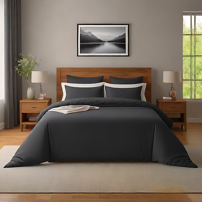 Black Pillow Shams 4-Pieces for a Cozy, Luxurious Bed - Perfect for Every Bedroom