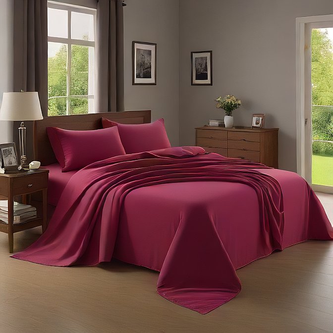 Burgundy Pillow Covers 4-Pieces Egyptian Cotton 1000TC