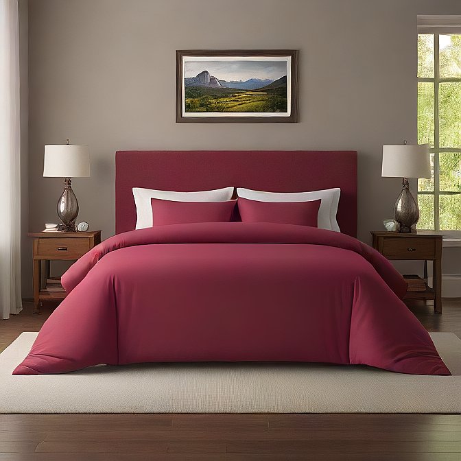 Elegant Burgundy Pillow Shams 4-Pieces - Soft, Comfortable, and Durable for Your Bed