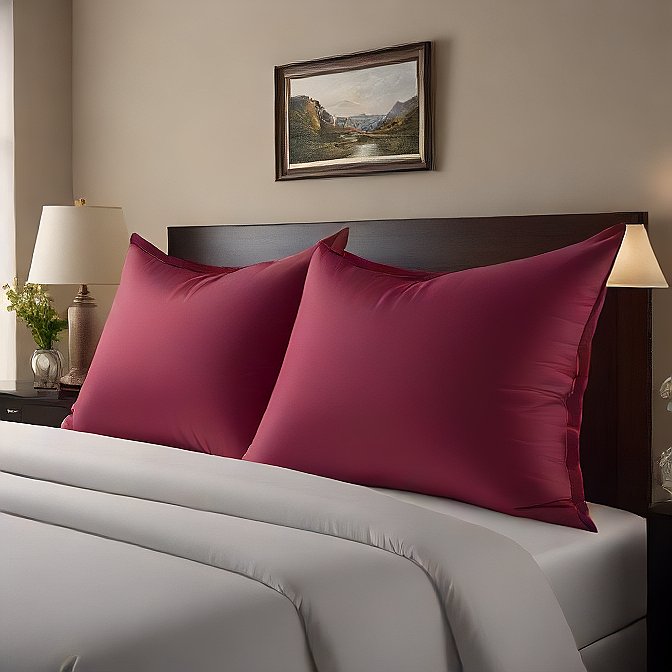 Elegant Burgundy Pillow Shams 4-Pieces - Soft, Comfortable, and Durable for Your Bed