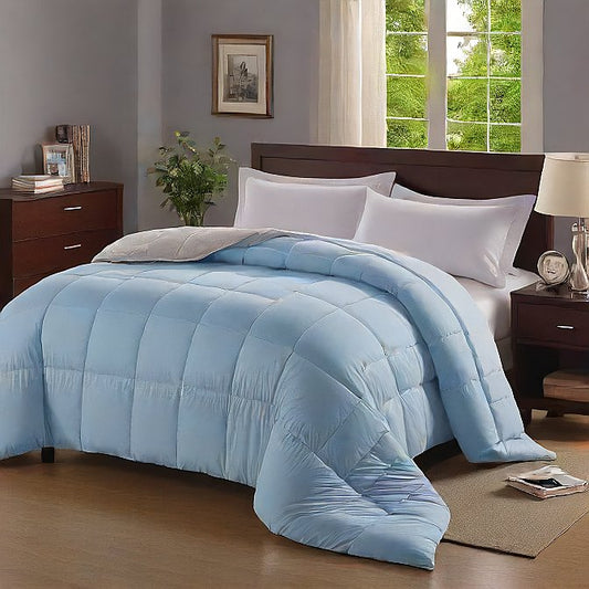 King Comforter 200 GSM Blue - Soft & Fluffy All-Season Bedding, Box Stitched, Hypoallergenic, Lightweight King Comforter Set