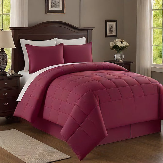 Burgundy King Comforter Set - Soft Down Alternative, All-Season Bedding