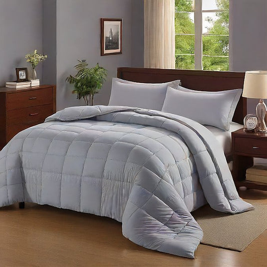 Queen Comforter 200 GSM Silver Grey - Soft, Cozy, All-Season Bedding, Hypoallergenic