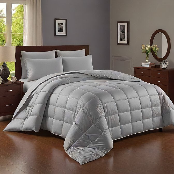 Queen Comforter Light Grey - Soft, Cozy, All-Season Bedding, Hypoallergenic