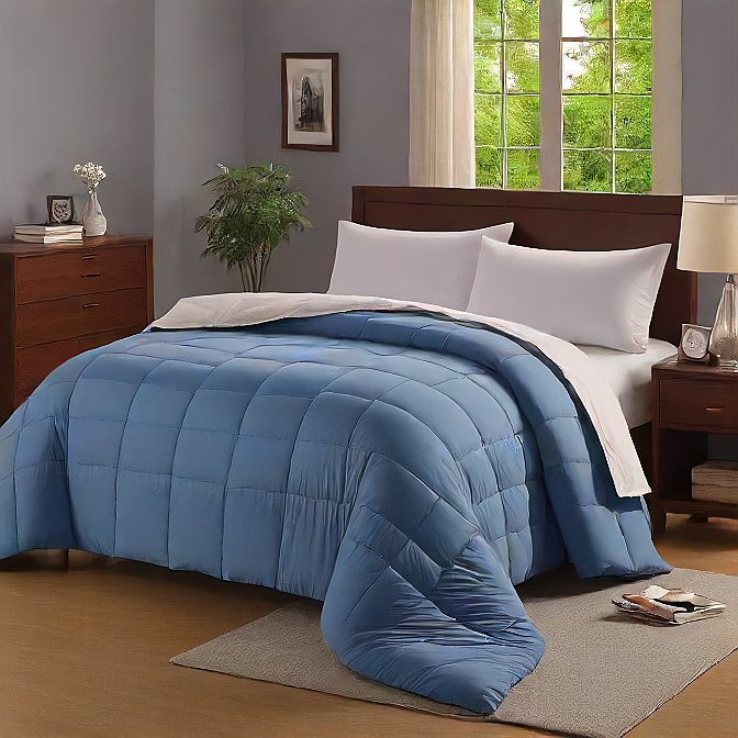 King Comforter 200 GSM Medium Blue - Soft, Lightweight All-Season Bedding