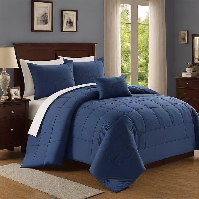 Navy King Comforter 200 GSM - Soft, Plush, All-Season Bedding, Hypoallergenic