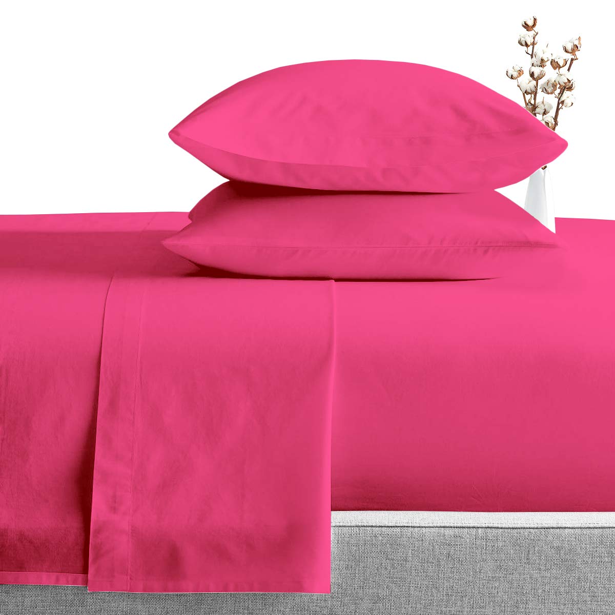 Body Pillow Covers Hot Pink 2-Pieces 20"x54" Egyptian Cotton 1000TC