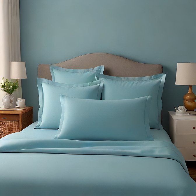 Luxury Light Blue Pillow Shams 4-Pieces - Enhance Your Bedroom with Softness and Style