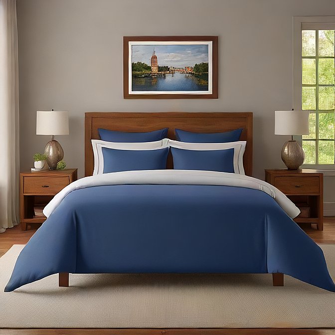 Navy Blue Duvet Cover Set Pure Cotton at Egyptian Home Linens