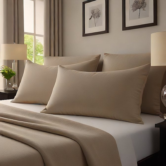 Beige Pillow Covers Egyptian Cotton 1000 Thread Count