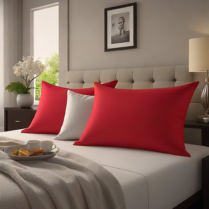 King Red Pillow Covers Egyptian Cotton 1000 Thread Count