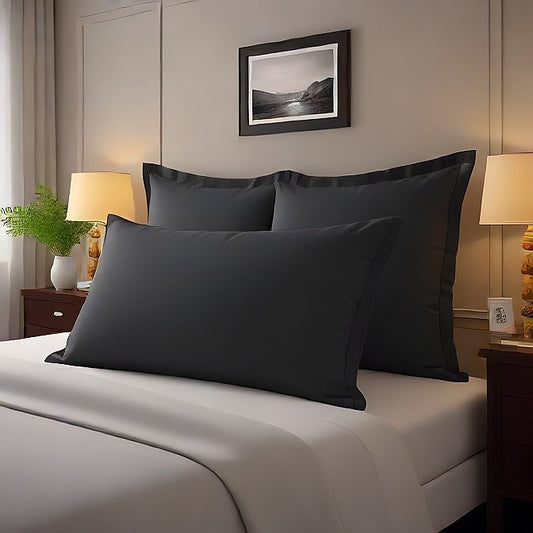 Black Pillow Shams 4-Pieces for a Cozy, Luxurious Bed - Perfect for Every Bedroom