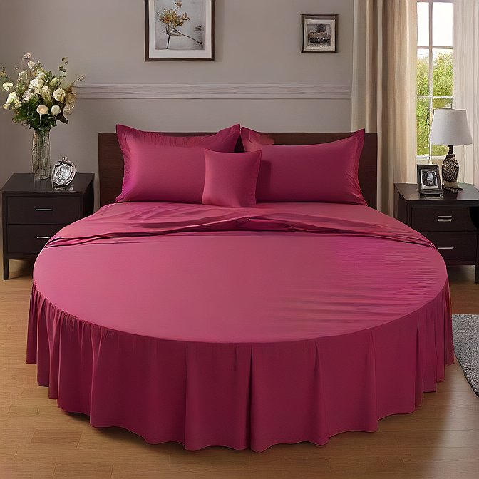 Round Bed Sheet Set Burgundy Egyptian Cotton 1000TC