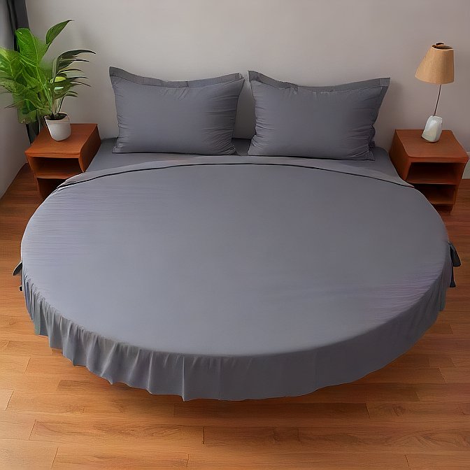 Round Bed Sheet Set Dark Grey Egyptian Home Linens