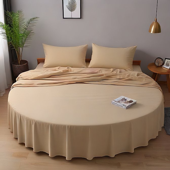 Round Bed Sheet Set 4-Pieces Sand Egyptian Home Linens