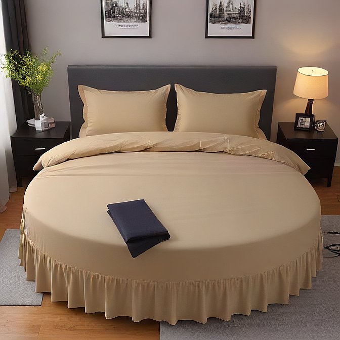 Round Bed Sheet Set 4-Pieces Sand Egyptian Cotton 1000TC