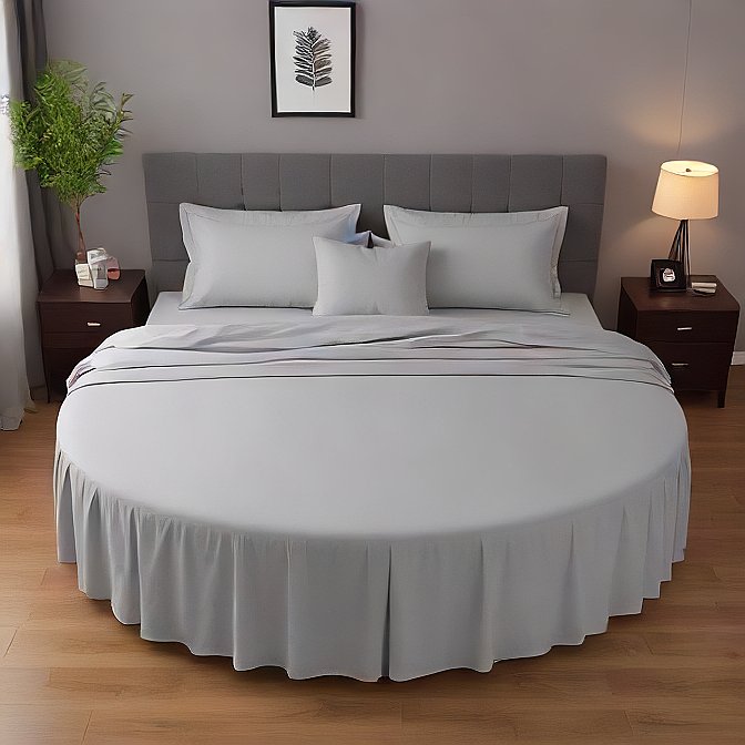 Round Bed Sheet Set 1000TC Egyptian Cotton Silver Grey