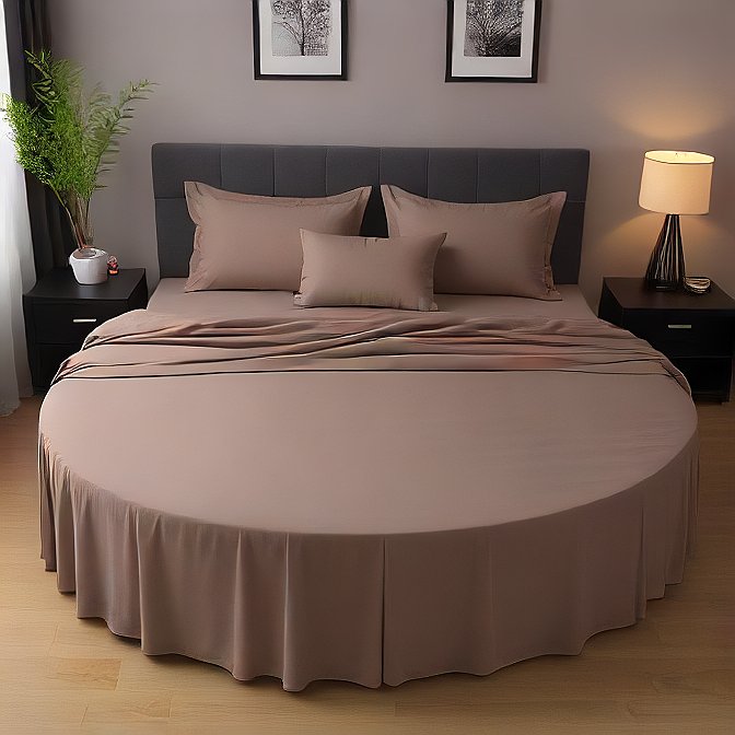 Round Bed Sheet Set Taupe Egyptian Cotton 1000TC