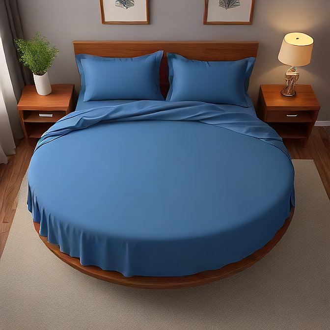 Round Bed Sheet Set Med Blue Egyptian Home Linens