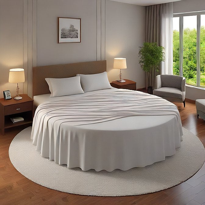 Round Bed Sheet Set White Egyptian Cotton 1000TC