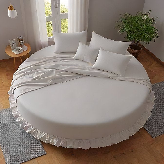 Round Bed Sheet Set White Egyptian Home Linens