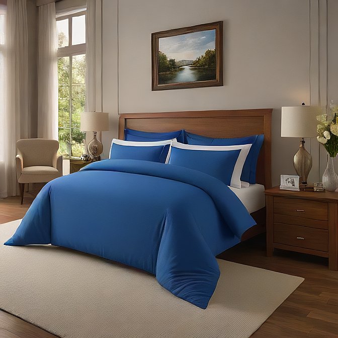 High-Quality Royal Blue Pillow Shams 4-Pieces - Comfortable, Breathable, and Long-Lasting