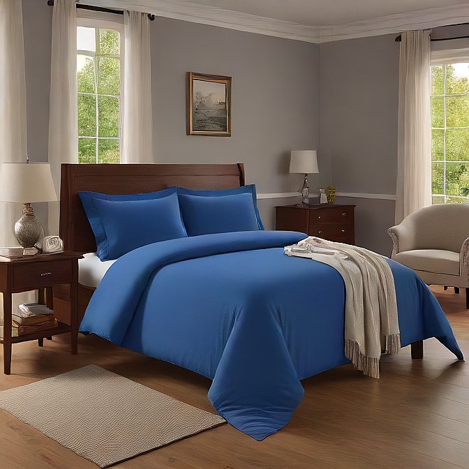 High-Quality Royal Blue Pillow Shams 4-Pieces - Comfortable, Breathable, and Long-Lasting