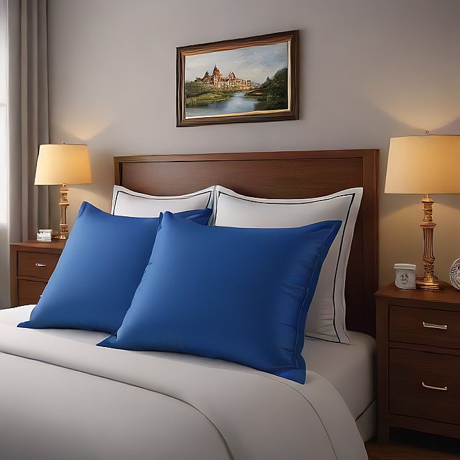 High-Quality Royal Blue Pillow Shams 4-Pieces - Comfortable, Breathable, and Long-Lasting