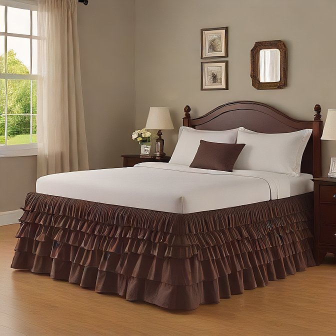 Ruffle Bed Skirt Egyptian Cotton 1000TC Chocolate