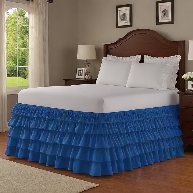 Ruffle Bed Skirt Egyptian Cotton 1000TC Royal Blue