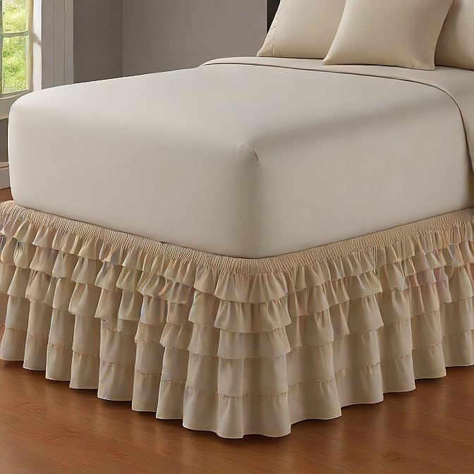 Ruffle Bed Skirt Egyptian Cotton 1000TC Sand