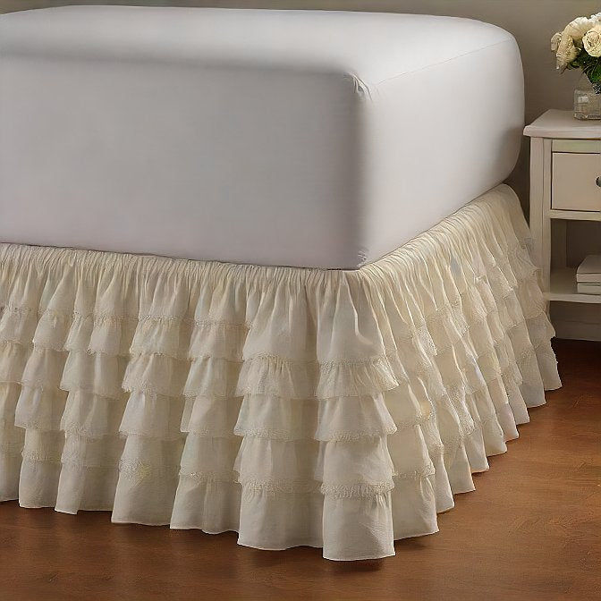 Ruffle Bed Skirt Egyptian Cotton 1000TC Ivory