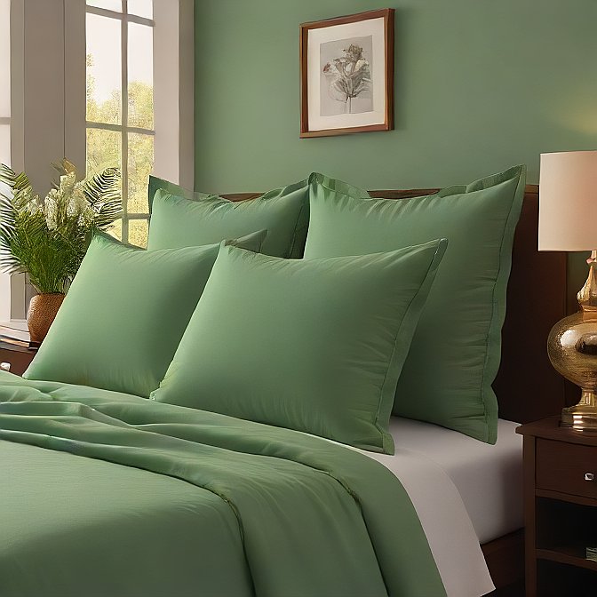 Soft and Elegant Sage Pillow Shams 4-Pieces - Durable and Breathable for Comfort