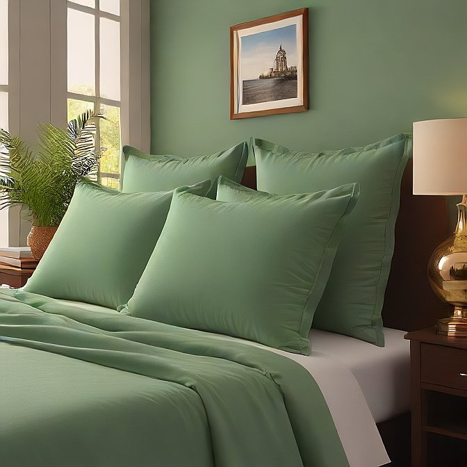 Soft and Elegant Sage Pillow Shams 4-Pieces - Durable and Breathable for Comfort