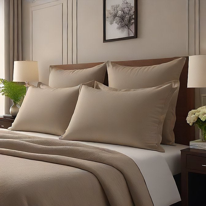 High-Quality Taupe Pillow Shams 4-Pieces - Comfortable and Long-Lasting