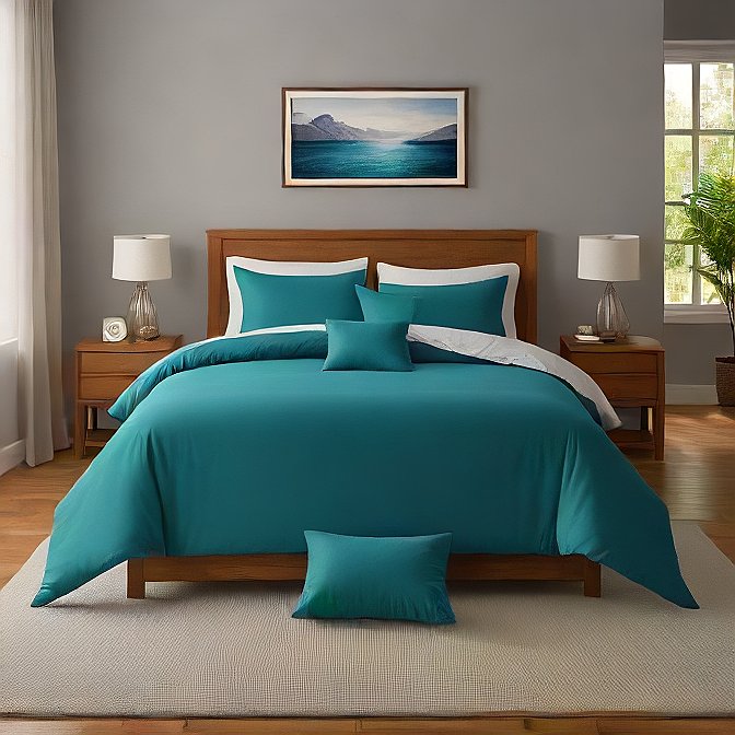 Luxury Teal Pillow Shams 4-Pieces - Enhance Your Bedroom with Softness and Style