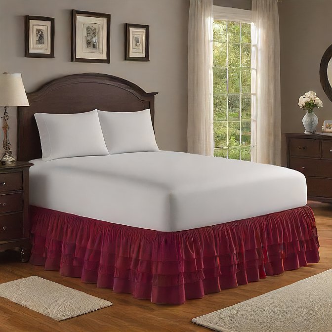 Ruffle Bed Skirt Egyptian Cotton 1000TC Burgundy