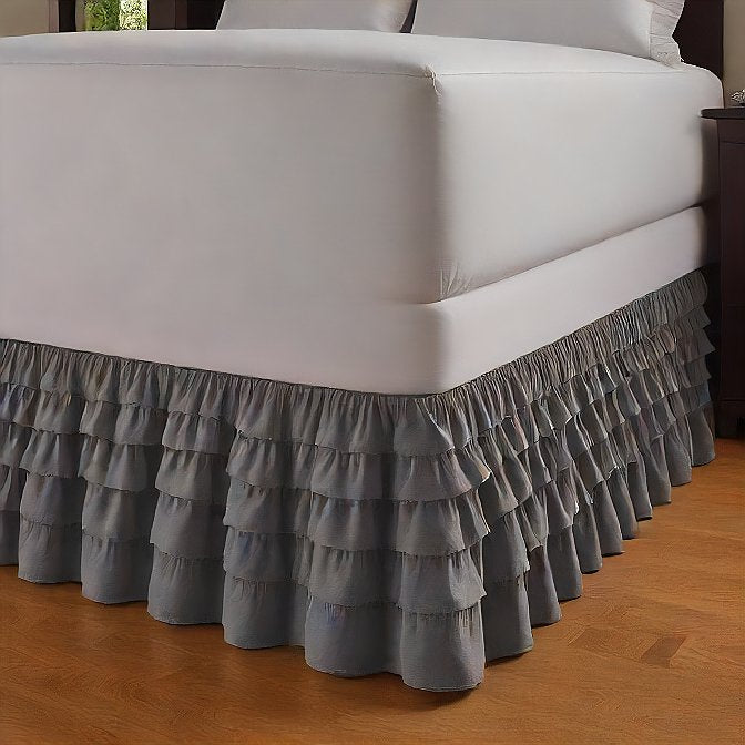 Ruffle Bed Skirt Egyptian Cotton 1000TC Dark Grey