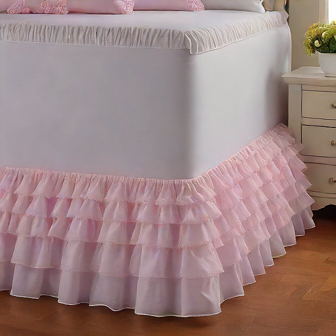 Ruffle Bed Skirt Egyptian Cotton 1000TC Blush Pink