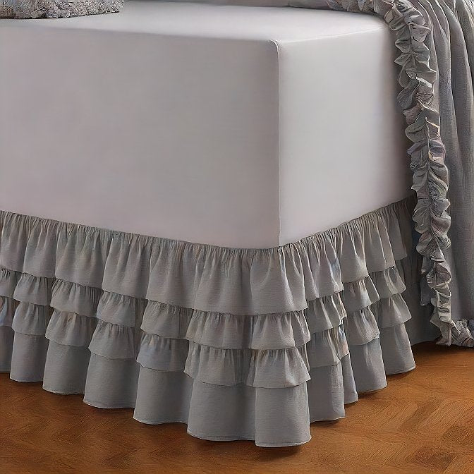 Ruffle Bed Skirt Egyptian Cotton 1000TC Silver Grey