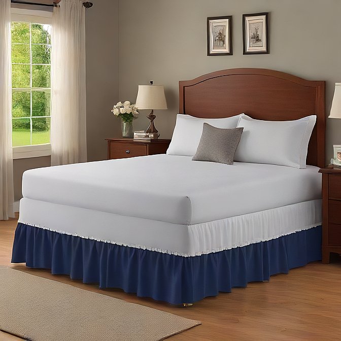 White Wrap-Around Bed Skirt – 1-Piece 1000TC Egyptian Cotton, Easy Fit