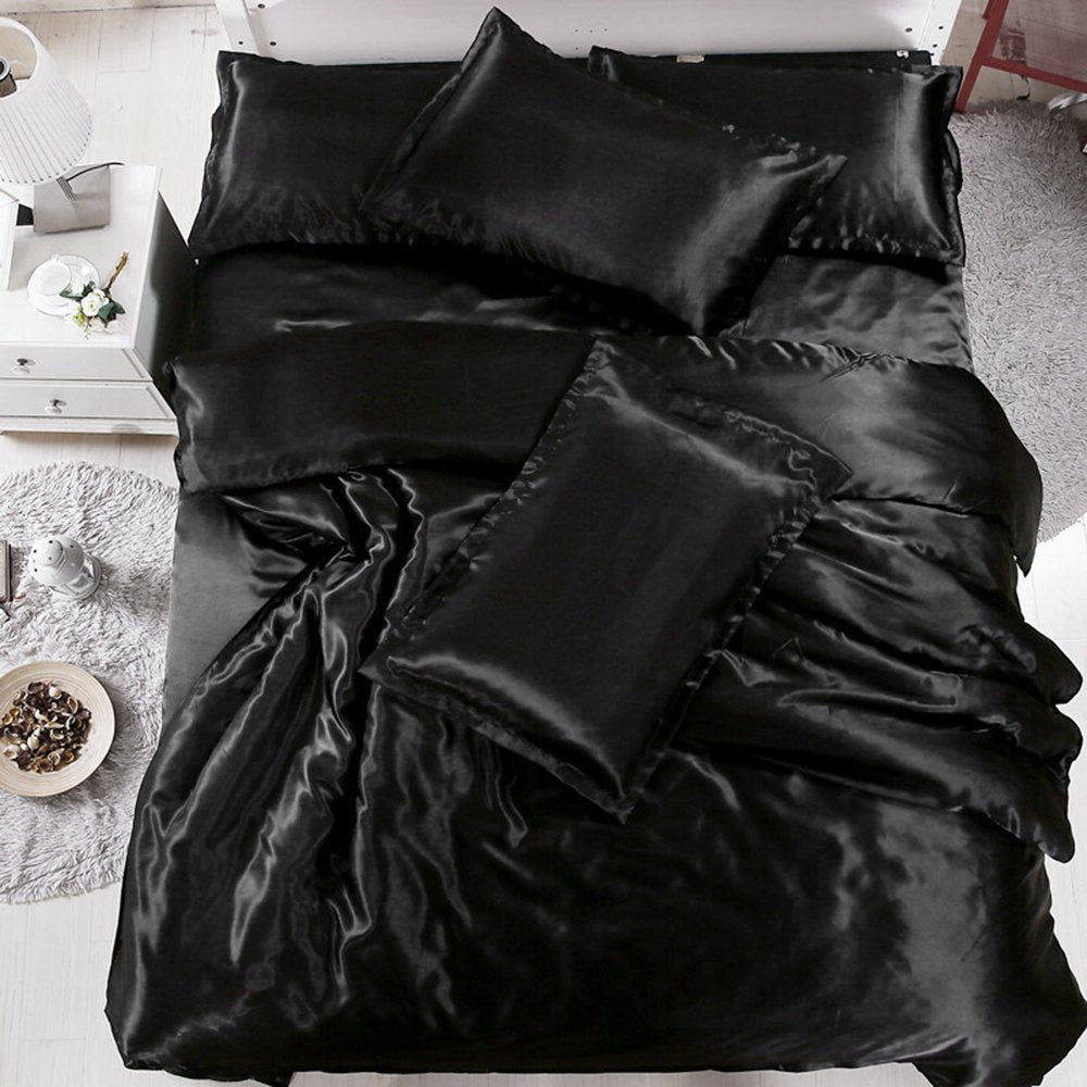 18 Inch Pocket Sheet Set Mulberry Sateen Silk Black at-www.egyptianhomelinens.com