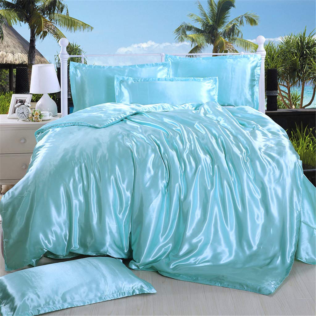 14 Inch Pocket Sheet Set Mulberry Sateen Silk Blue at-www.egyptianhomelinens.com